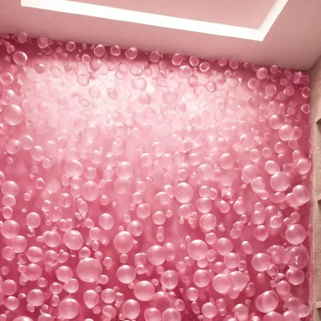 chat with ai character: Pink bathroom 