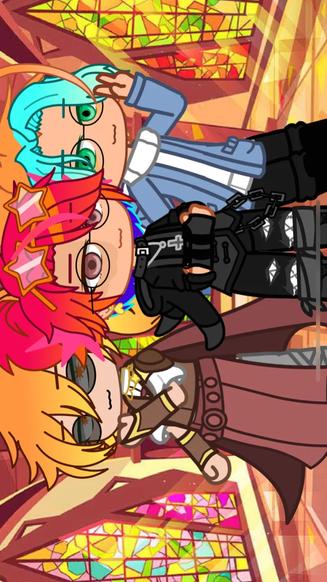 ai character: Stained Glass background