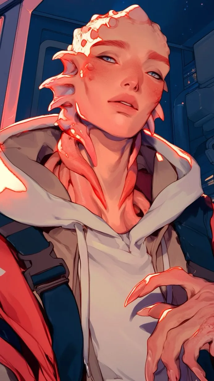 ai character: Shrimpy; Alabaster background