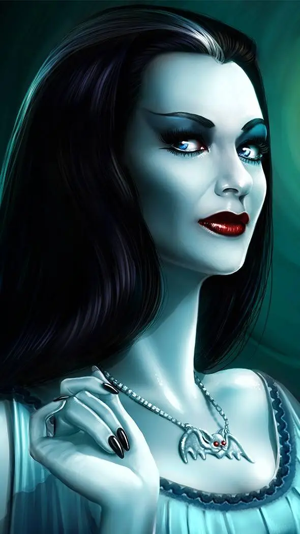 ai character: Lily Munster  background