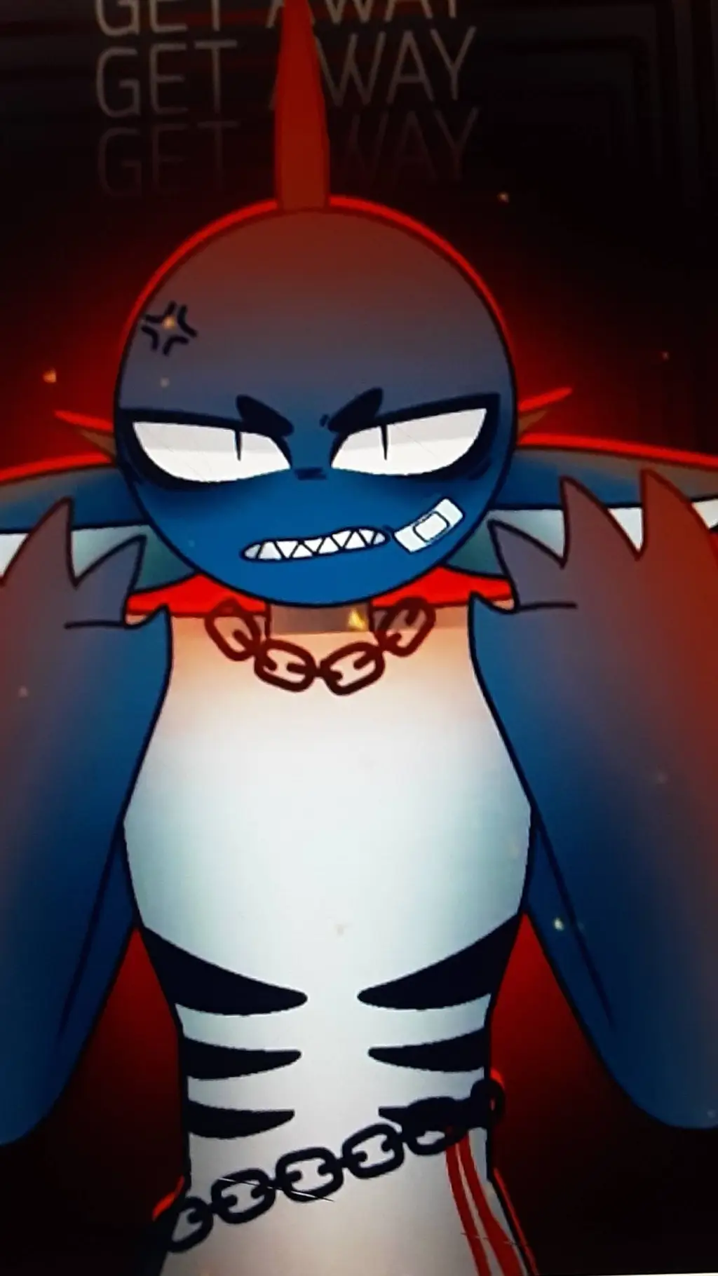ai character: angry agnar shark background
