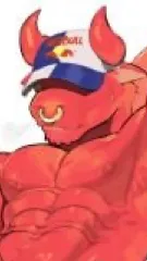 ai character: Red Bull furry background