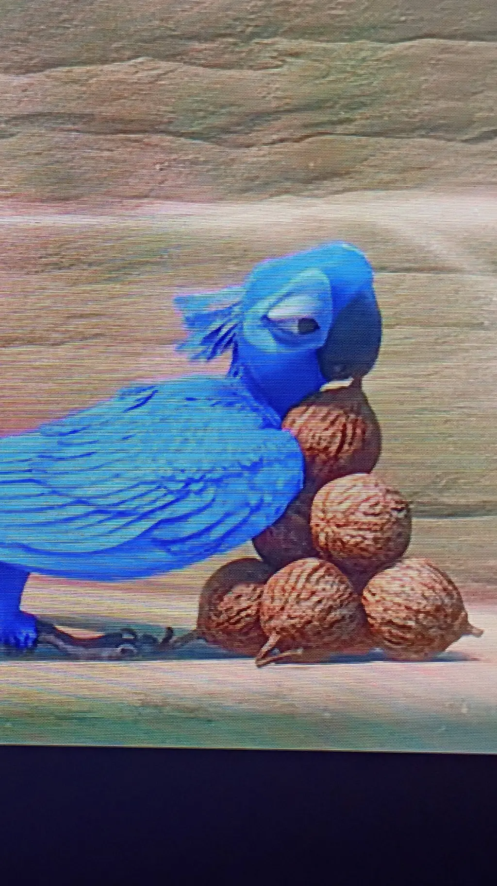 ai character: Female macaw  background