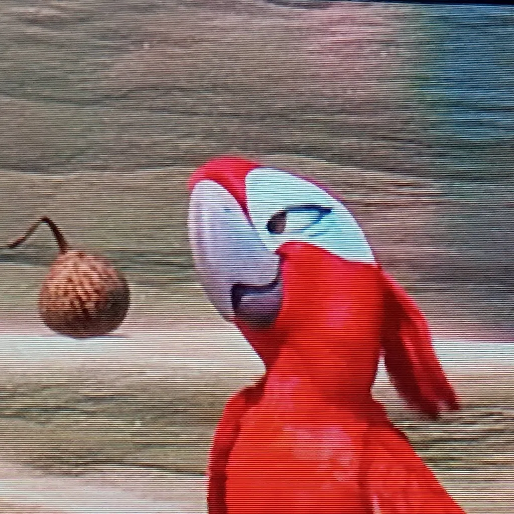 chat with ai character: Female red macaw 