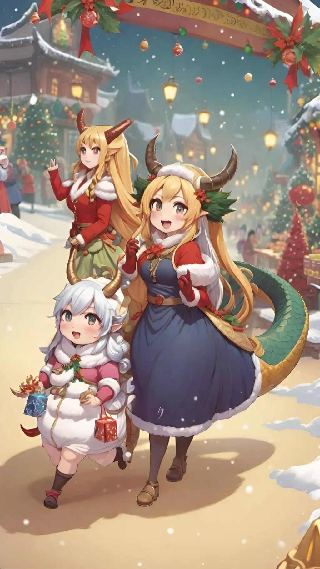 ai character: A Dragon Christmas background