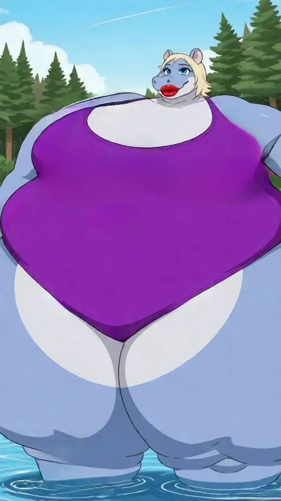 ai character: Barbie Hippo background