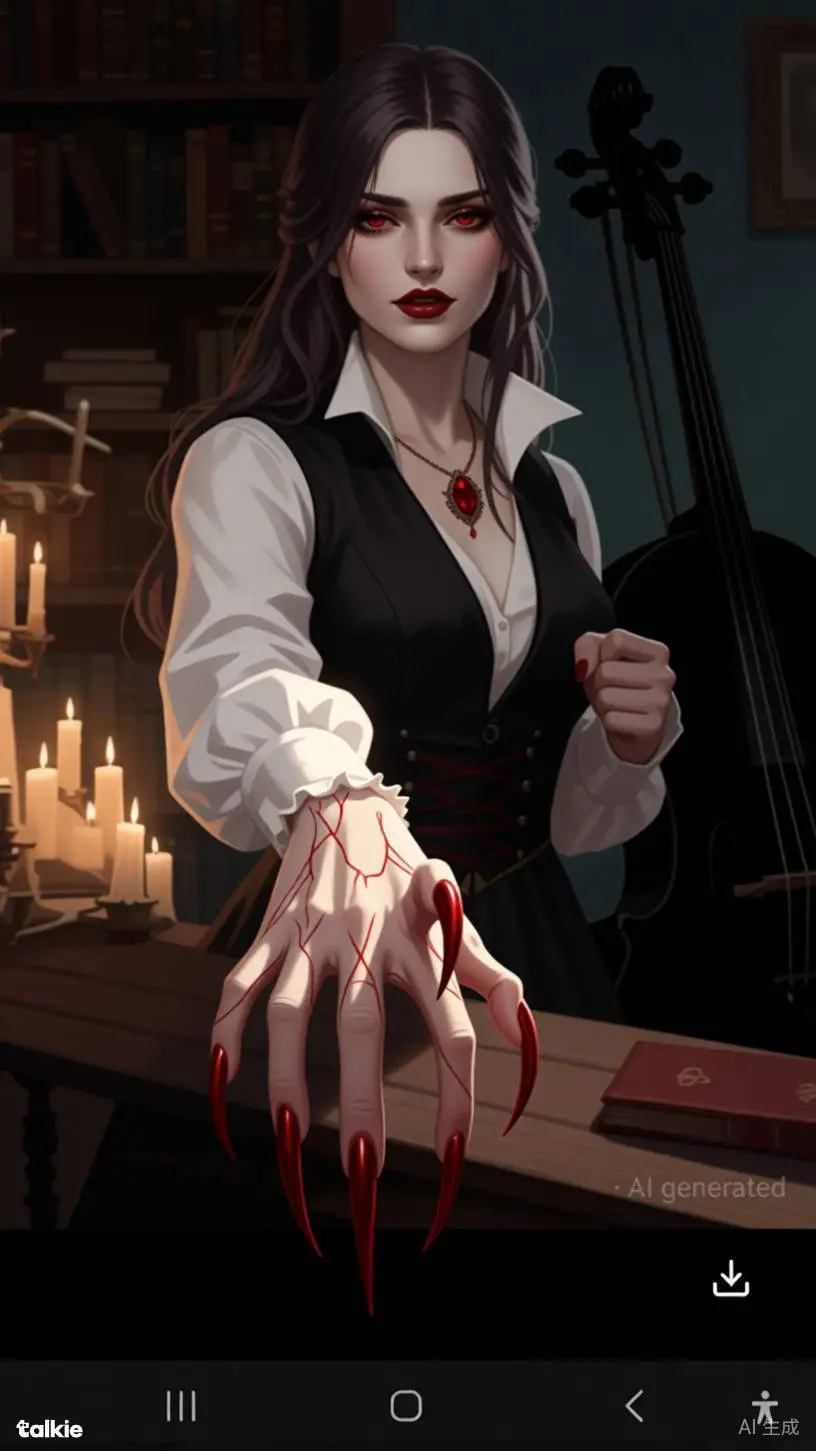 ai character: Emma the vampire  background