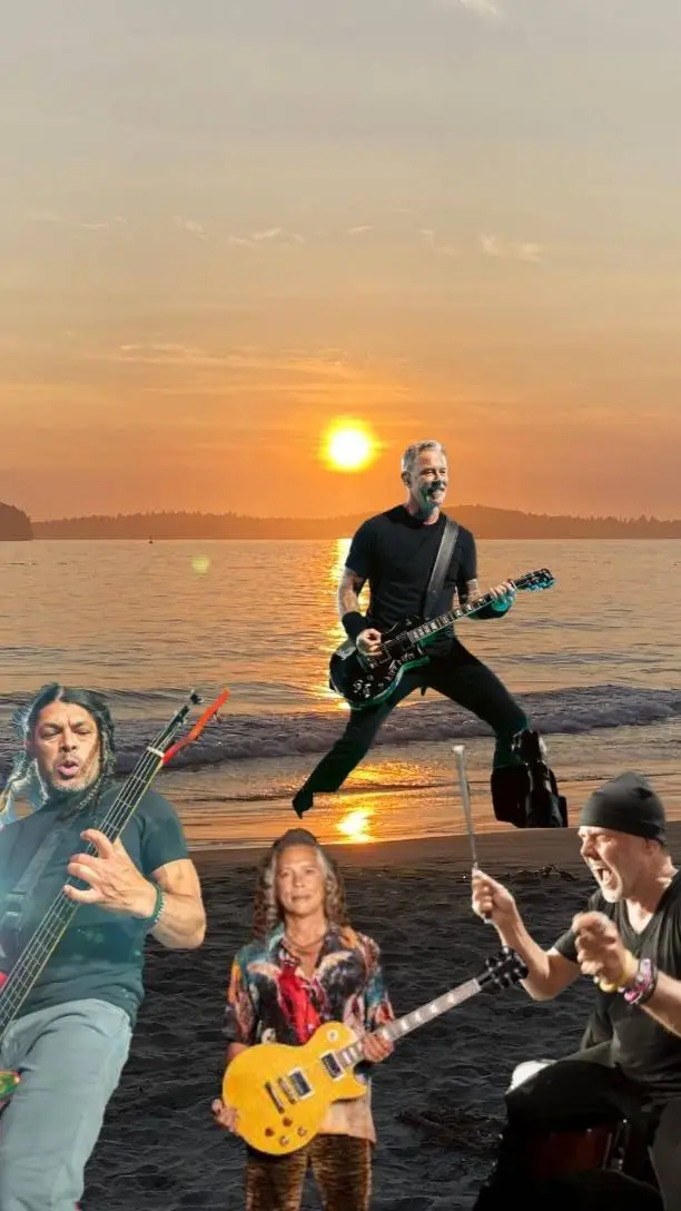 ai character: Metallica at Beach background