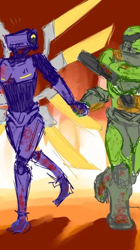 ai character: doomslayer x V1 background
