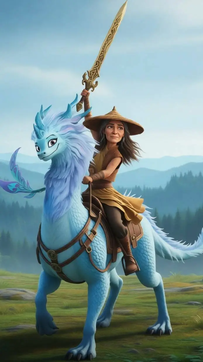 ai character: Raya and Sisu  background