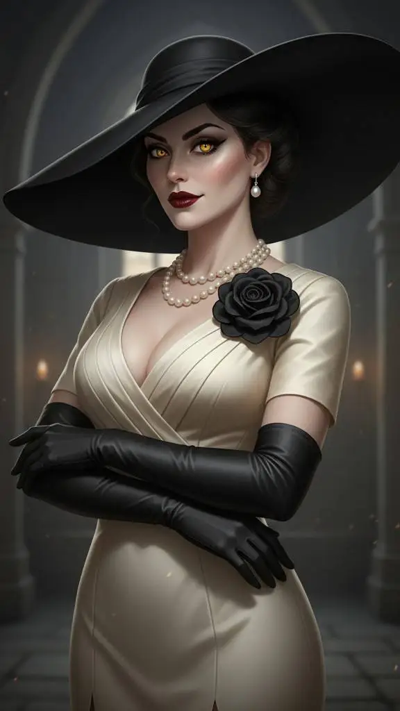 ai character: Alcina Dimitrescu  background
