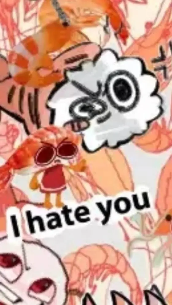 ai character: Shrimpo 😡🍤 background