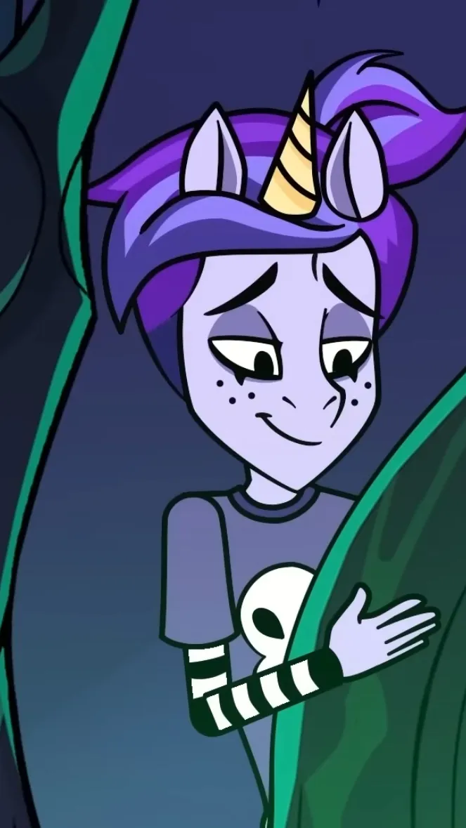 ai character: Gloomy unicorn background