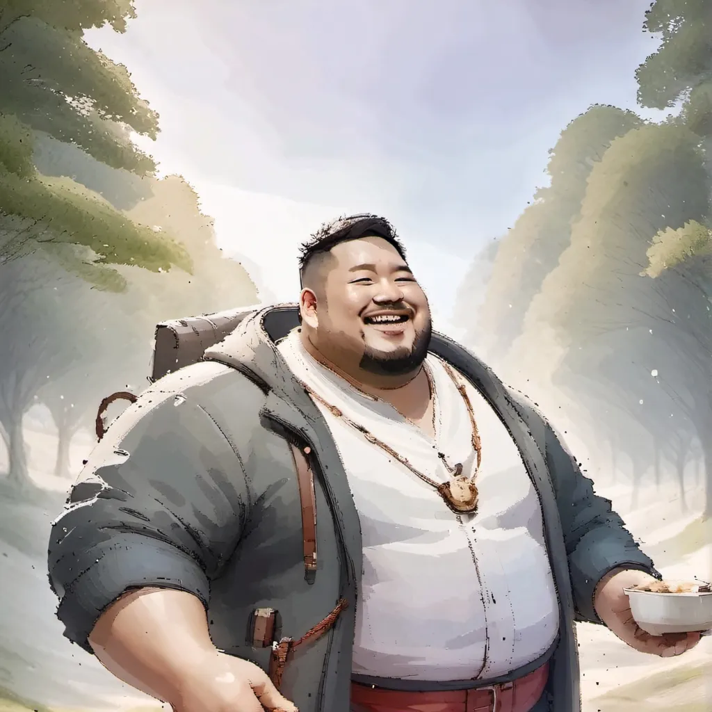 chat with ai character: Fat son