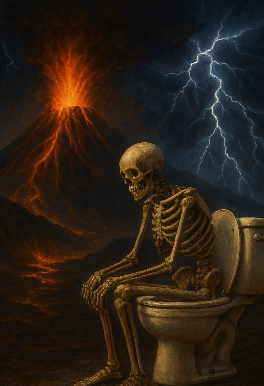 chat with ai character: Skeleton On Toilet