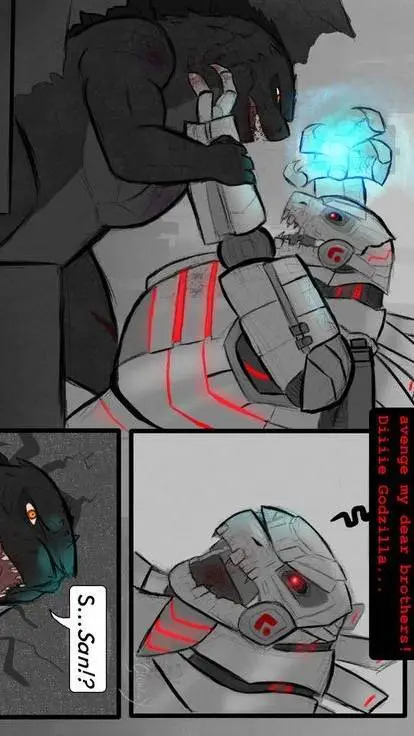 ai character: Mecha & Godzilla  background