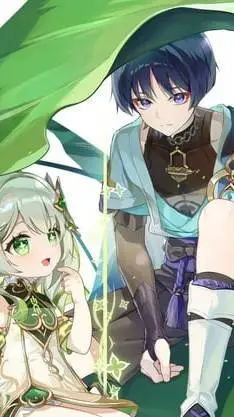 ai character: Nahida & Wanderer background