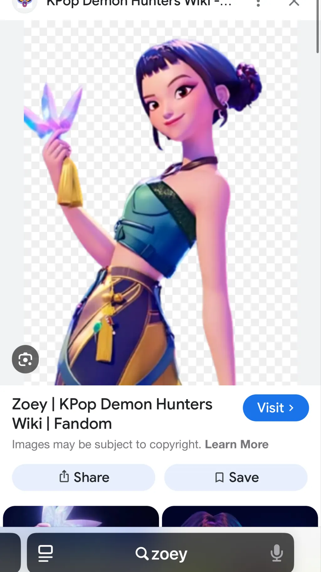 ai character: Zoey background