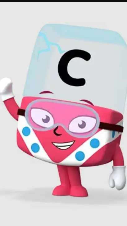 ai character: C (Alphablocks) background