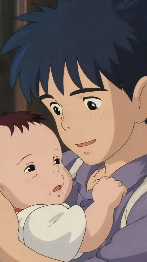 ai character: Ash and Baby Mical background
