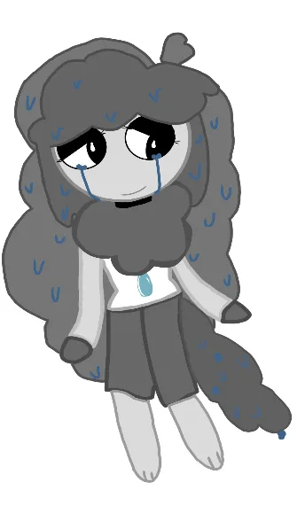 ai character: Grey raining cloud background