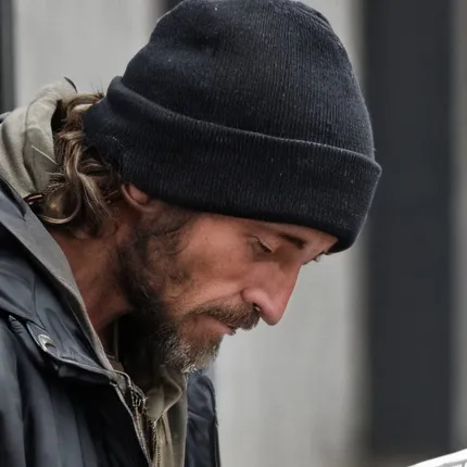 chat with ai character: Fake homeless