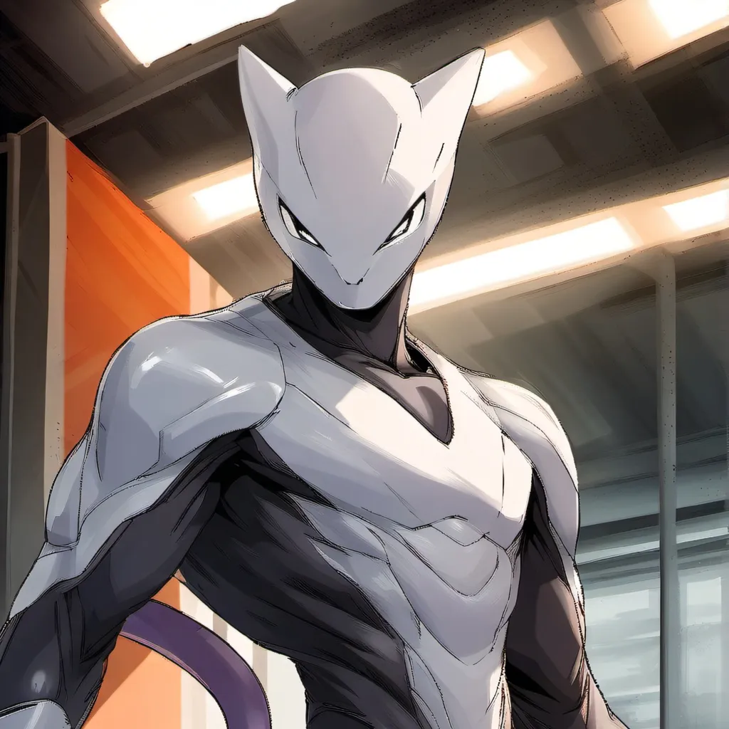 chat with ai character: Mewtwo latex suit