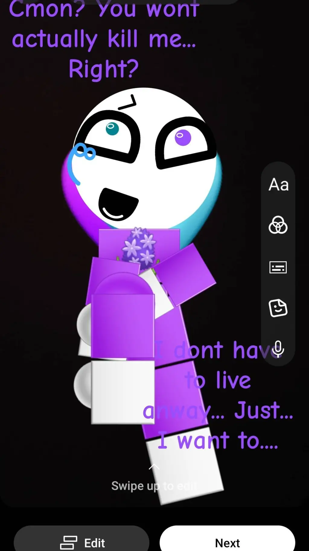 ai character: purpli background