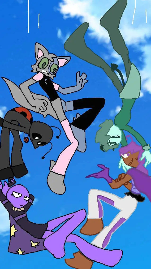 ai character: ✨5 OCS falling✨ background