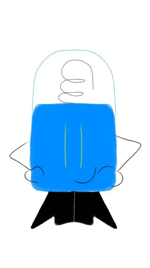 ai character: Mr blue  background