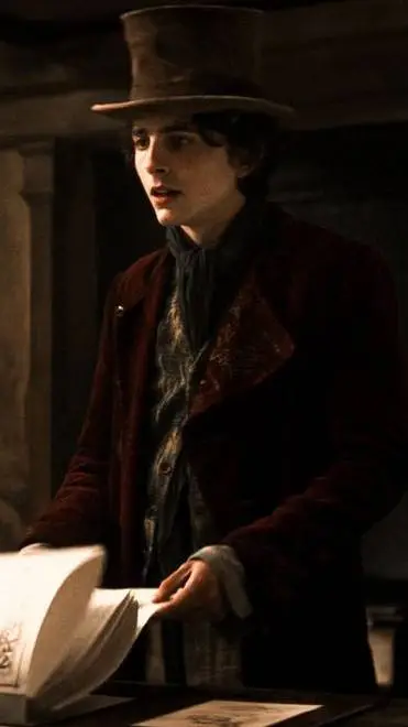 ai character: Willy Wonka  background