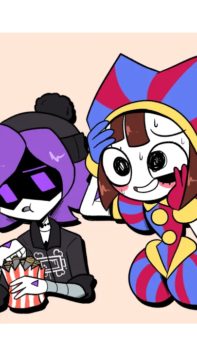 ai character: Pomni and Uzi background