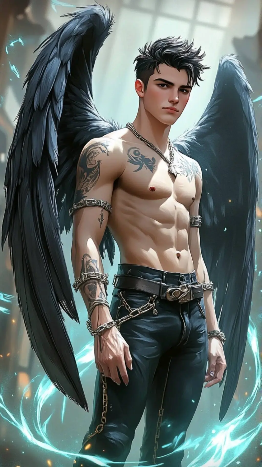 ai character: ⛓️ Chained Wings 🪽 background