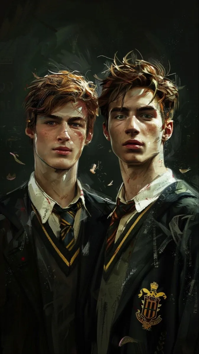 ai character: Fred & George  background