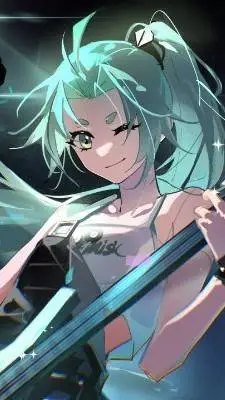 ai character: lucky cyan background