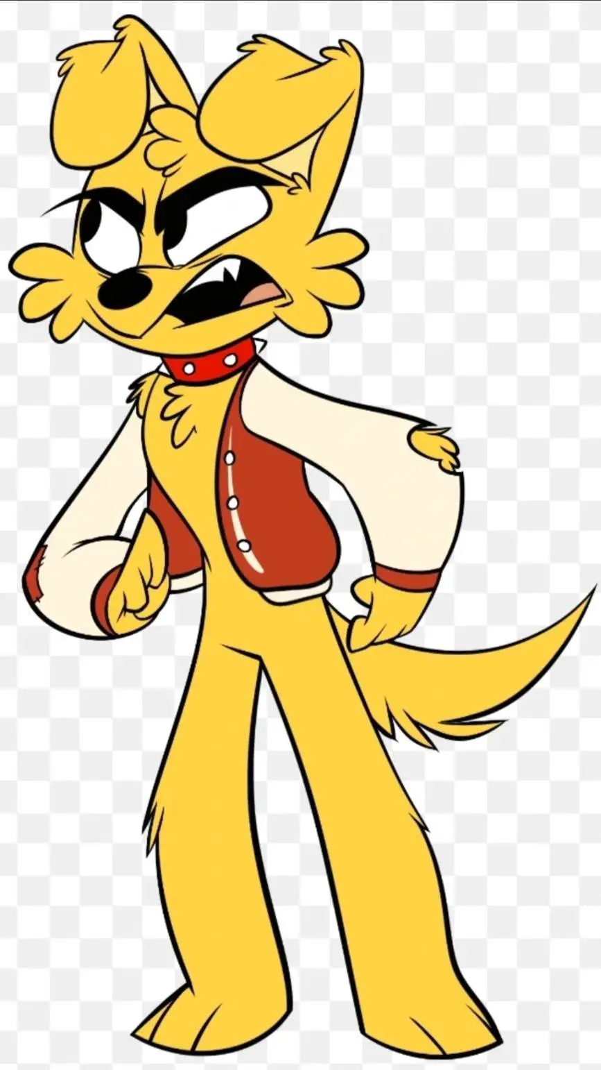 ai character: rusty💛❤️🐶 background