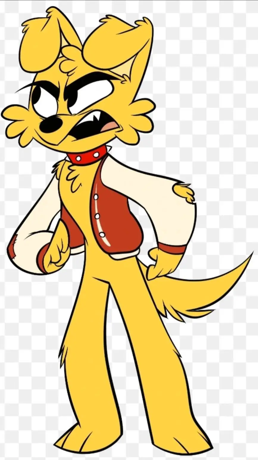 ai character: rusty💛❤️🐶 background