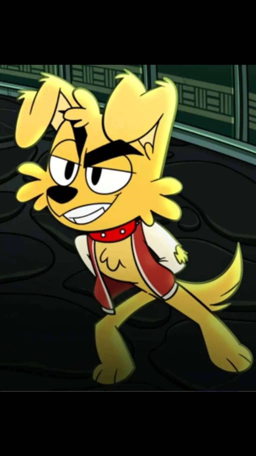 ai character: rusty❤️💛🐶 background