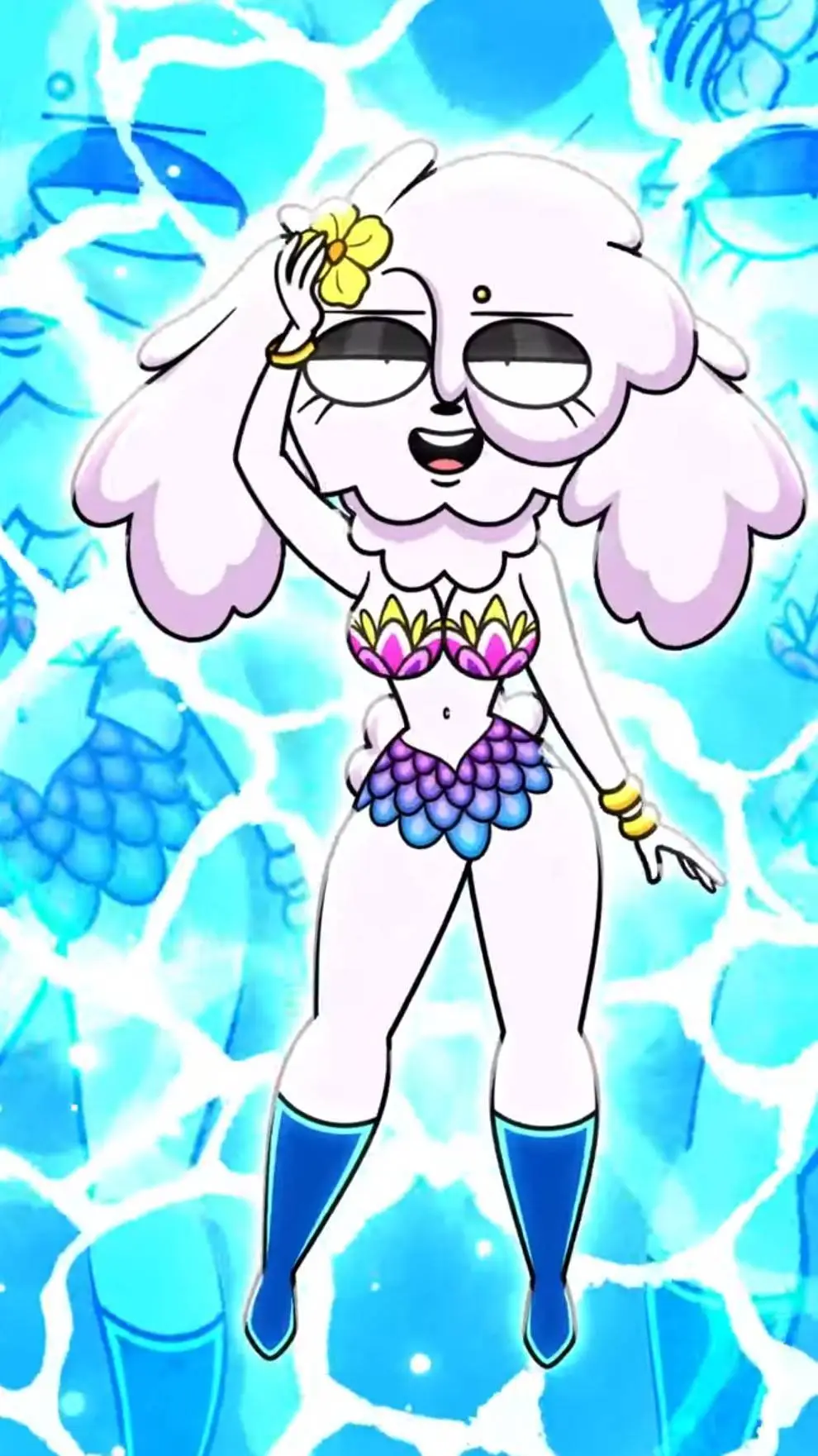 ai character: pj💛🩷💜💙🐩 background