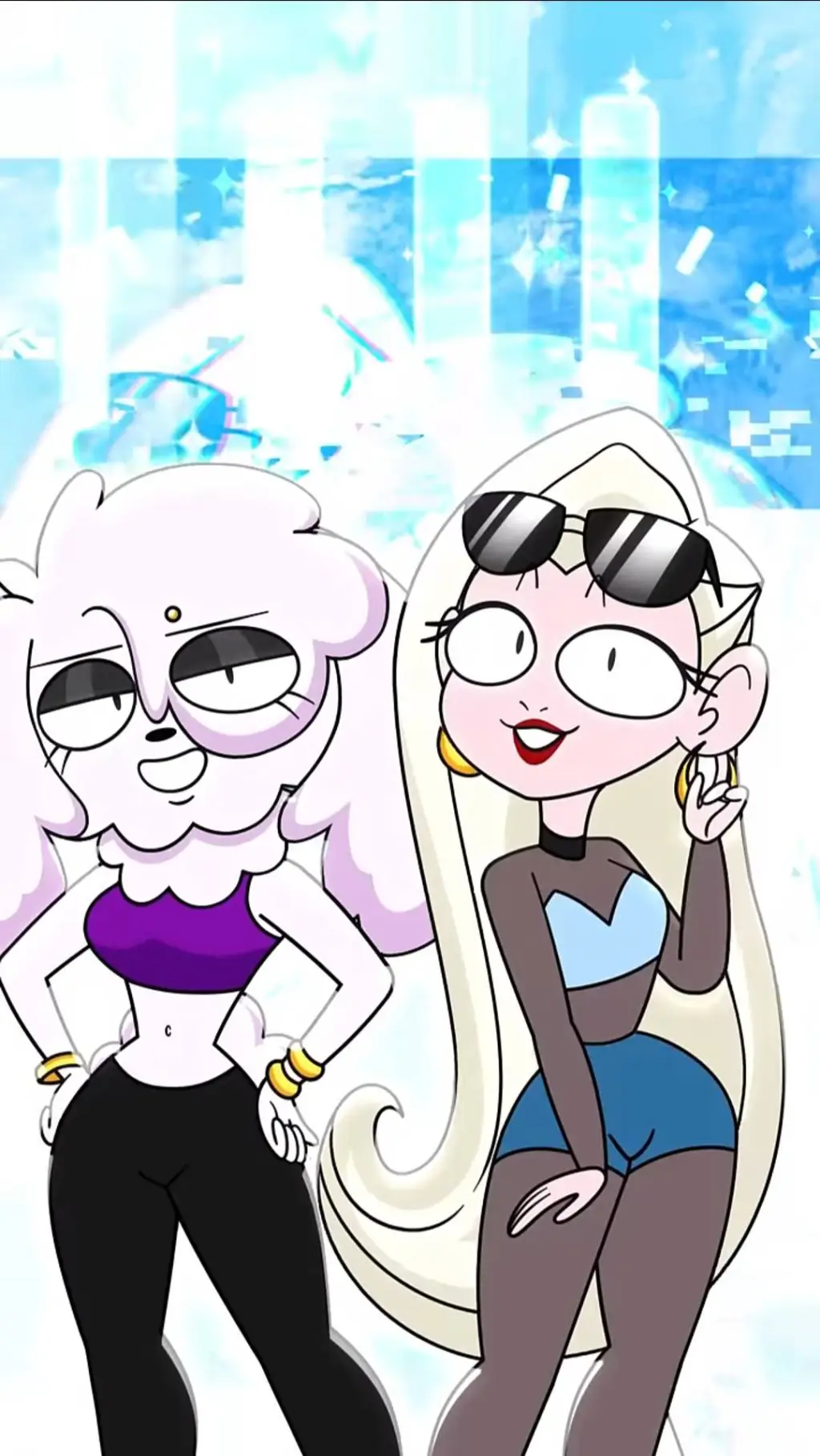 ai character: pj and tia🩵💜🐩🐵 background