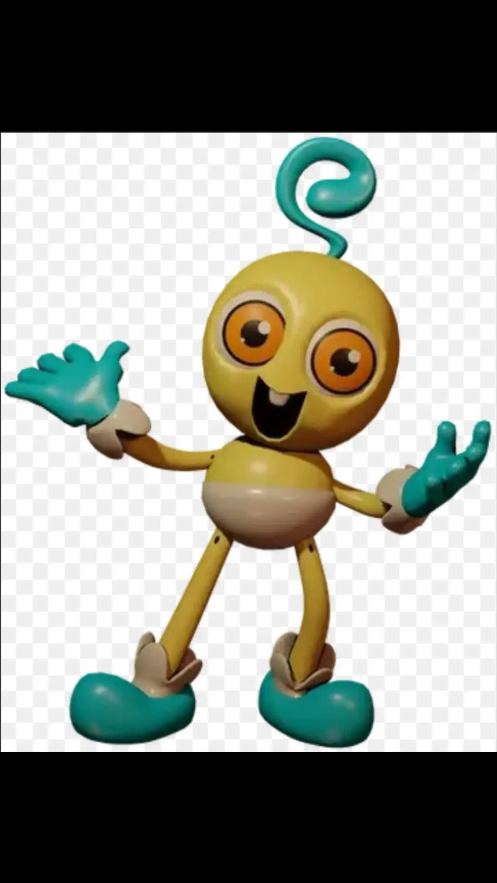 ai character: baby long legs 💛🩵 background