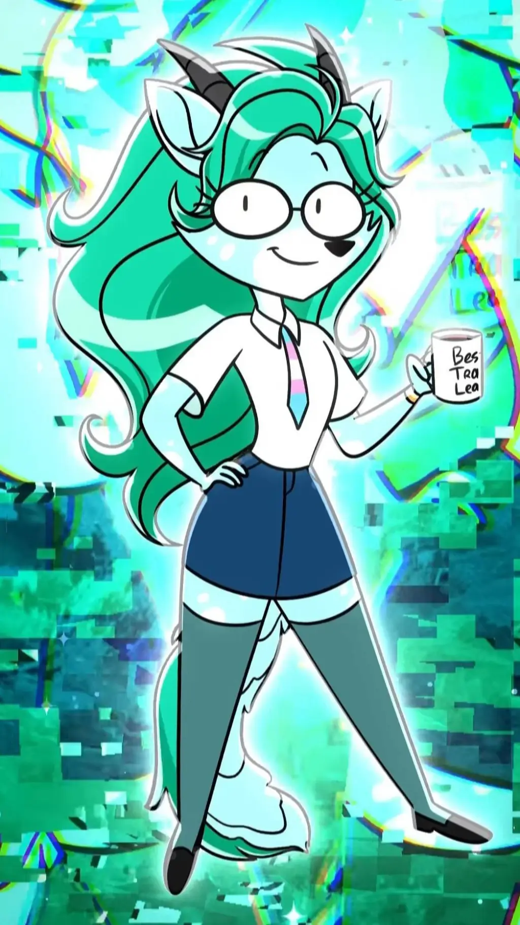 ai character: fawn💚🩵🐲🐱 background