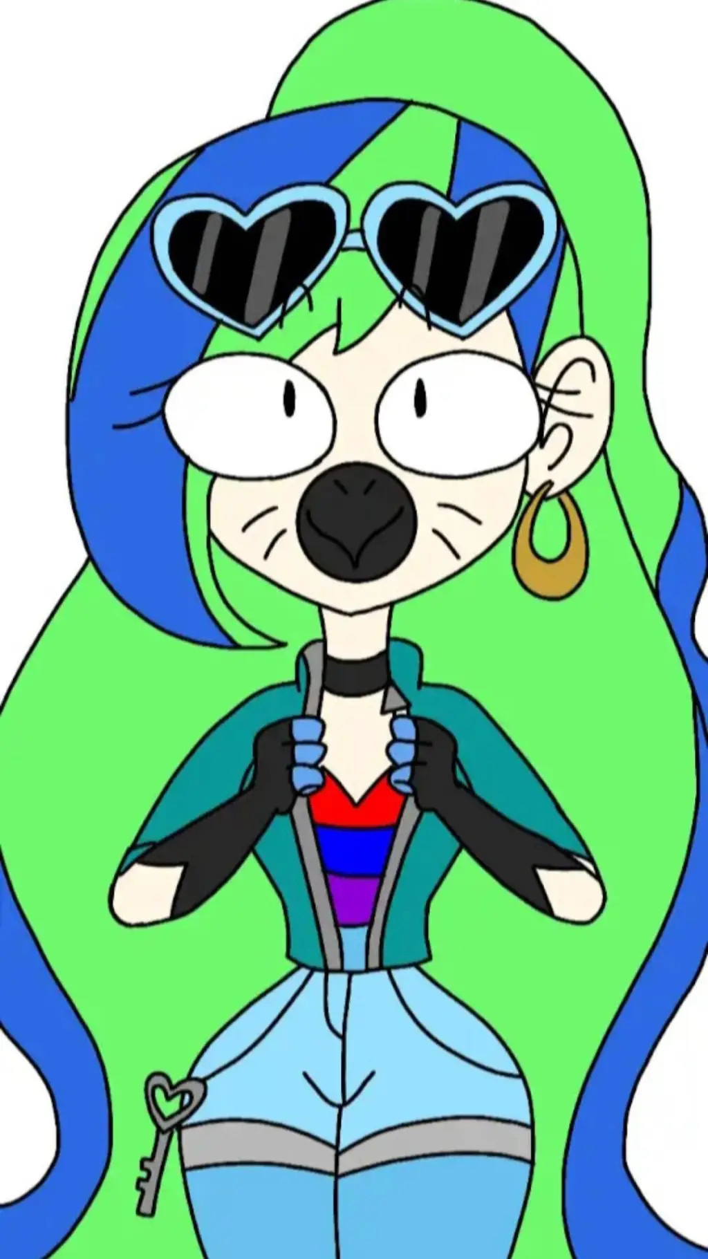 ai character: Kayla💚💙🩵🐵🐦 background