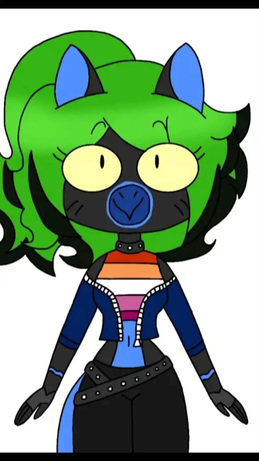 ai character: Patricia💙💚🖤🐱🐦 background
