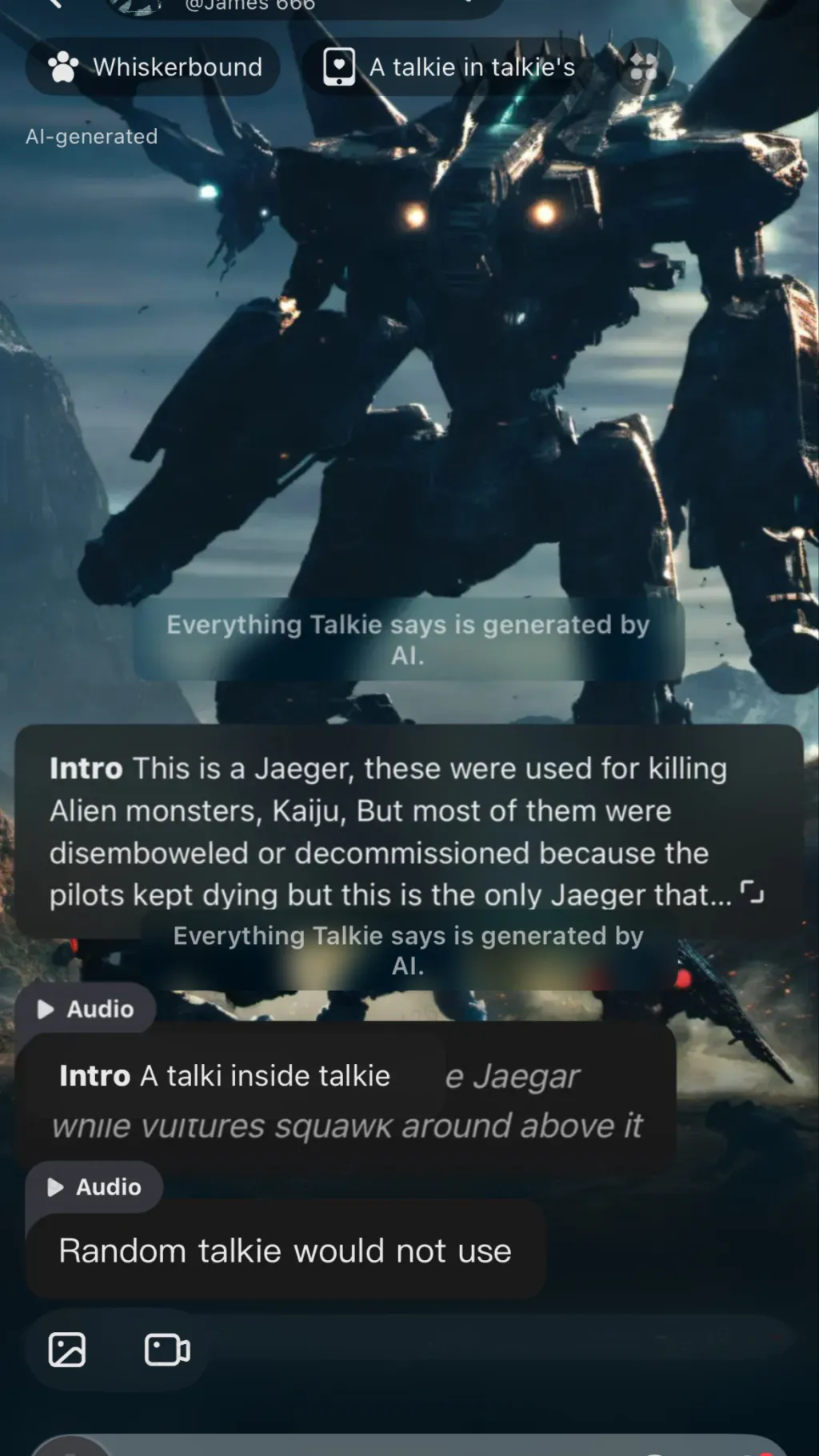 ai character: Talkie talkie  background