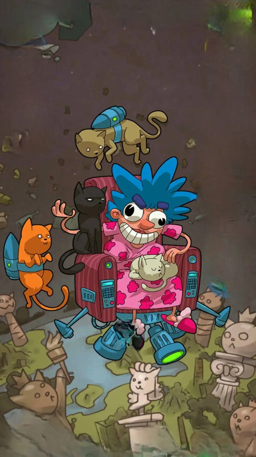 ai character: Crazy Cat Lady background