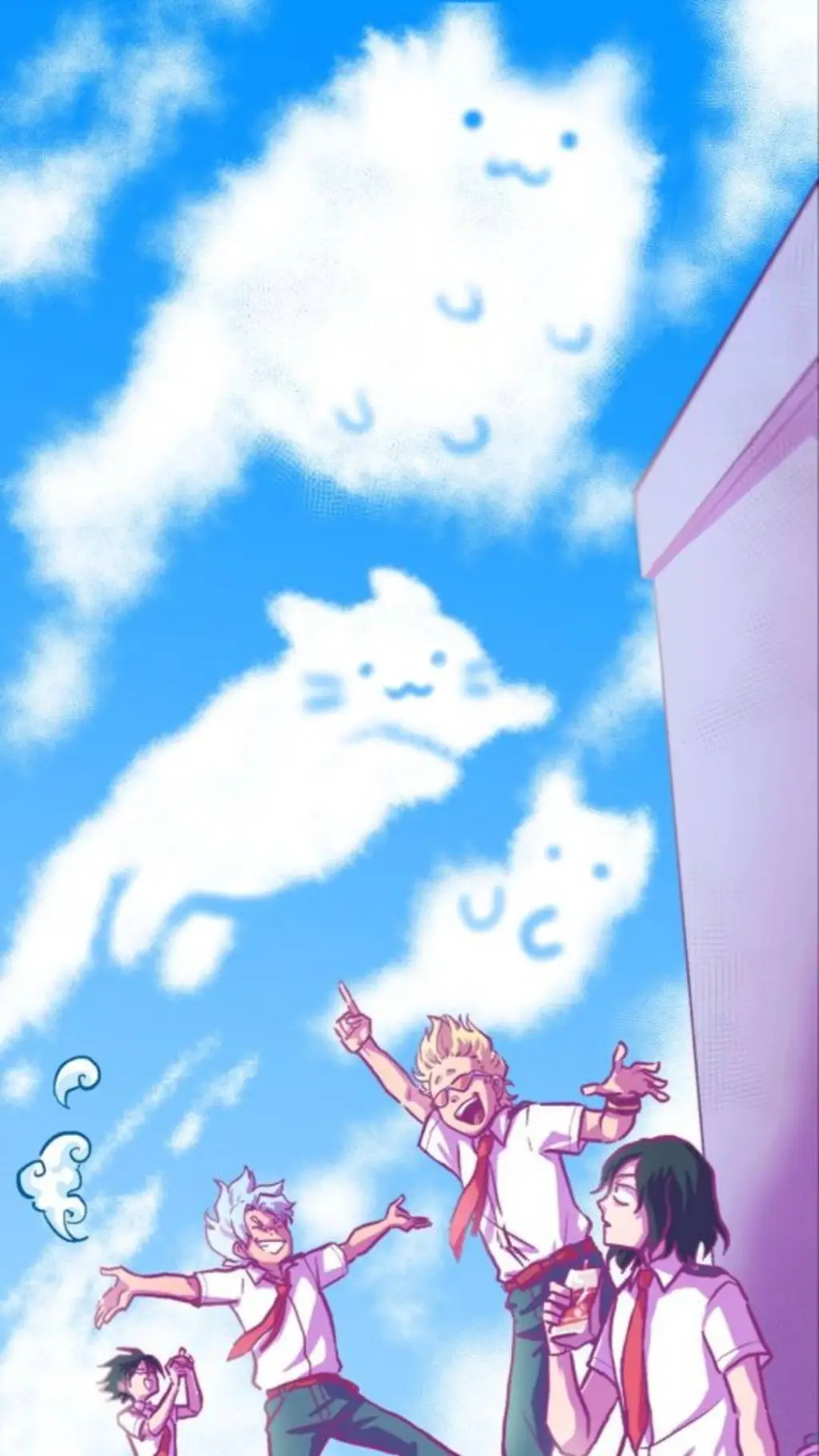 ai character: Mha-rooftop trio background