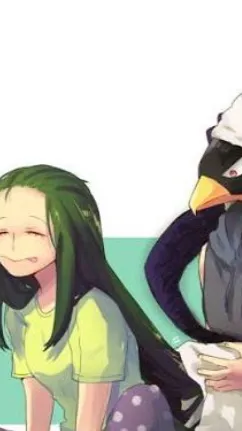 ai character: Asui x Tokoyami background