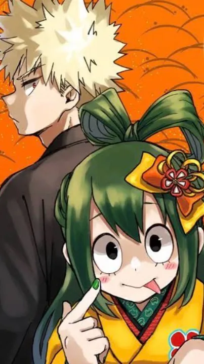 ai character: Bakugo x Tsuyu background