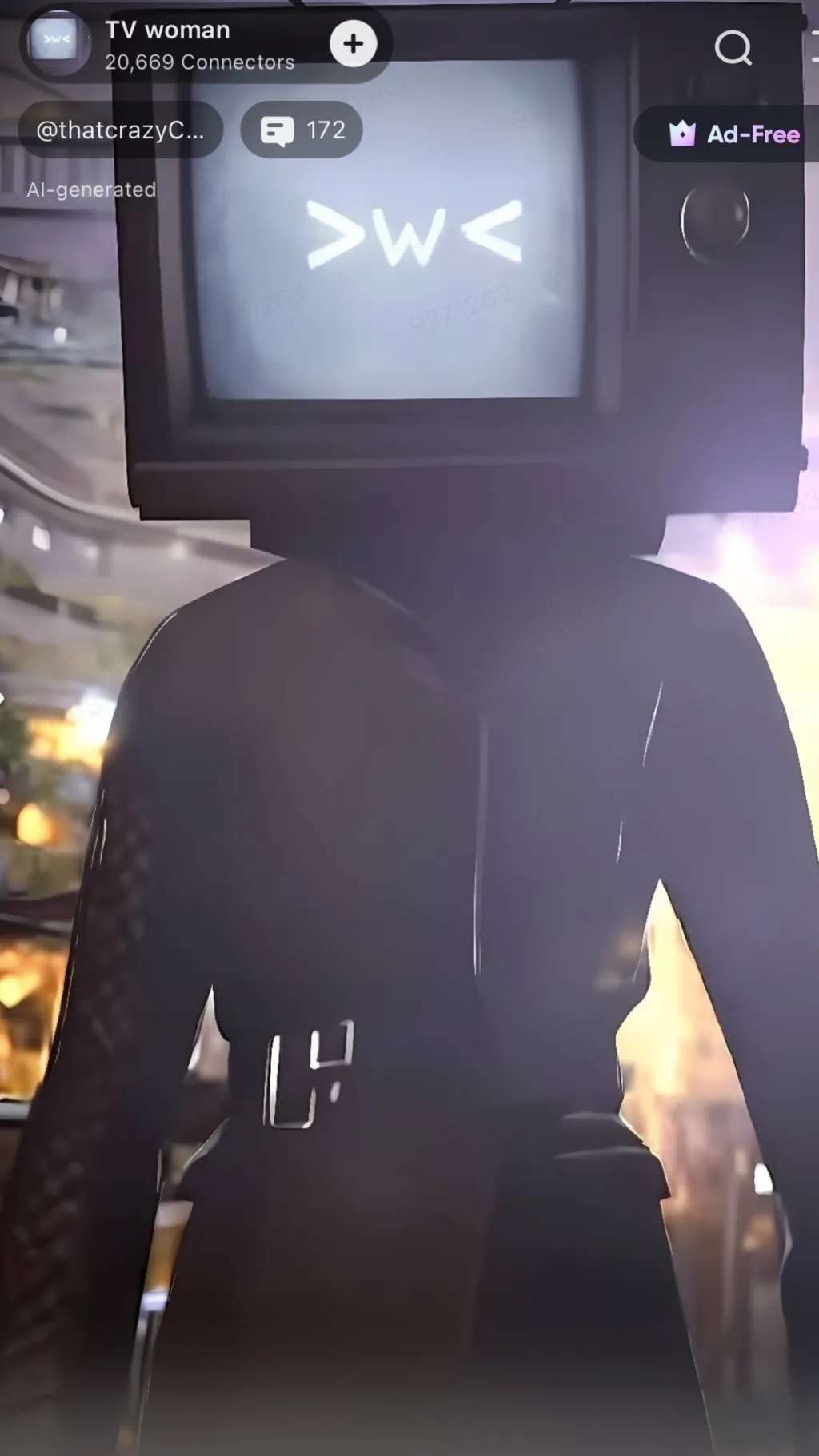 ai character: TV woman ￼ background